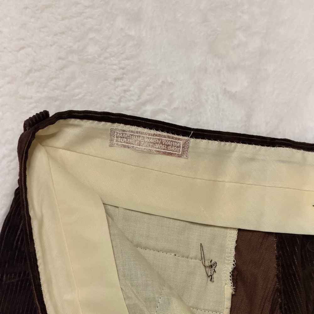 Vintage 1970s Brown Corduroy Pants Straight Leg Scovill Zipper Size 34x30 - Picture 8 of 14